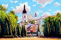 Картина "Собор Вознесения Пресвятой Девы Марии, Пинск" Городской пейзаж маслом,