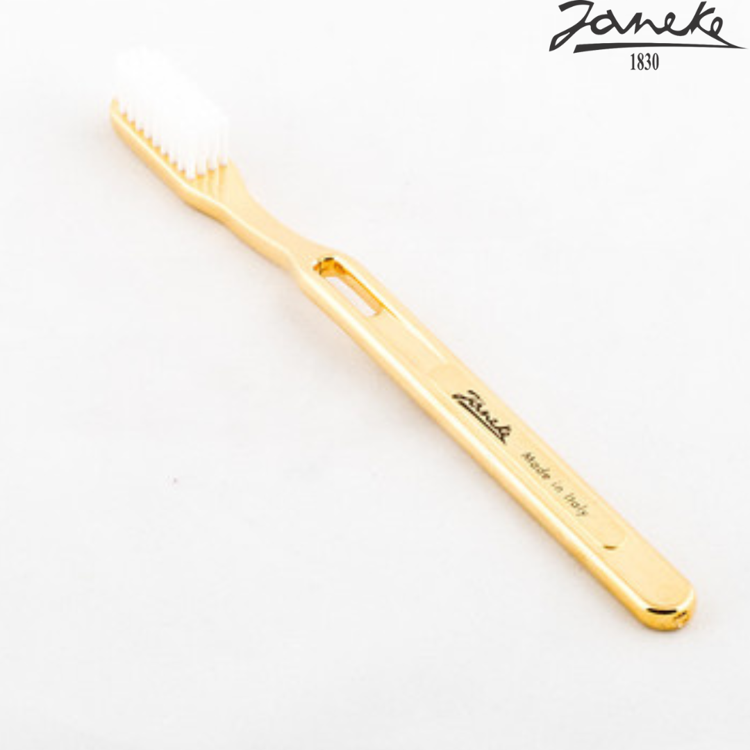 Зубная щетка средняя жесткость Janeke Golden Toothbrush Medium Золото - фото 3 - id-p205326839