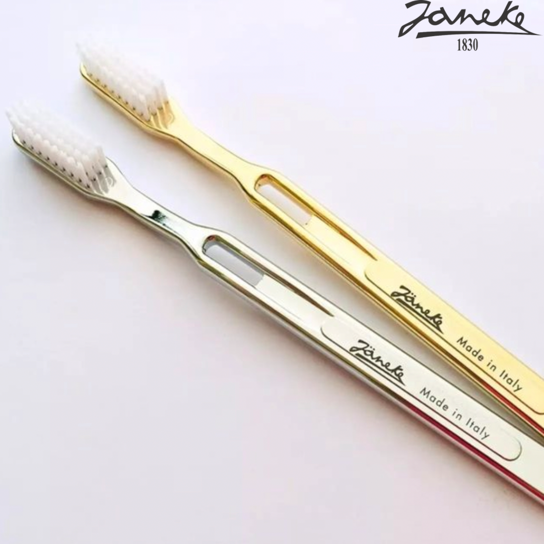 Зубная щетка средняя жесткость Janeke Golden Toothbrush Medium Золото - фото 4 - id-p205326839