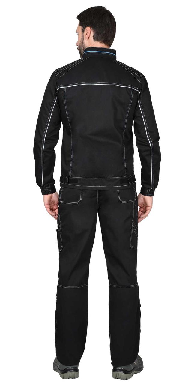 Куртка "СИРИУС-АЛЕКС" летняя мужская черная с голубой отделкой - фото 2 - id-p127417713