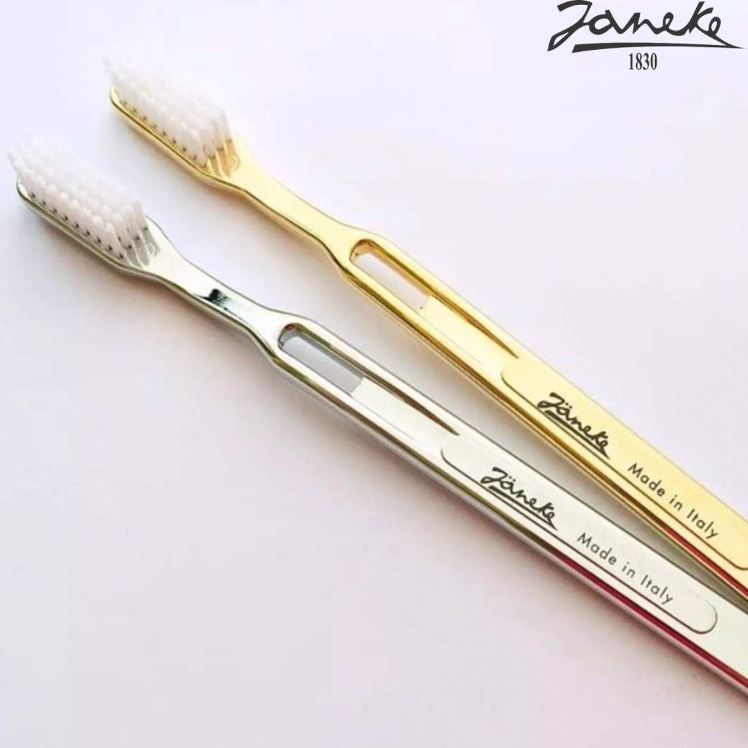 Зубная щетка средняя жесткость Janeke Silver Toothbrush Medium Серебро - фото 4 - id-p205326846