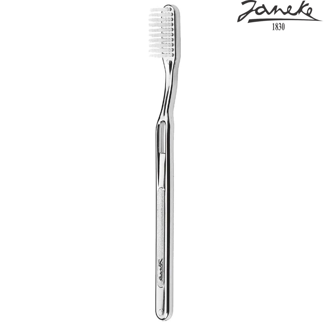 Зубная щетка средняя жесткость Janeke Silver Toothbrush Medium Серебро - фото 1 - id-p205326846