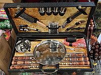 Набор для шашлыка и гриля, набор шампуров в подарочном кейсе 35 предметов