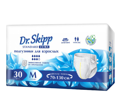 Подгузники для взрослых Dr.Skipp Standard Extra, размер 2 (M), 30 шт. - фото 1 - id-p205384120