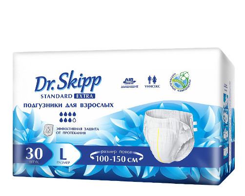 Подгузники для взрослых Dr.Skipp Standard Extra, размер 3 (L), 30 шт. - фото 1 - id-p205389343