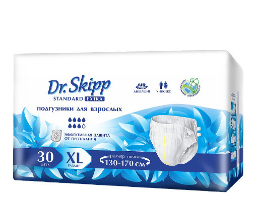 Подгузники для взрослых Dr.Skipp Standard Extra, размер 4 (XL), 30 шт. - фото 1 - id-p205392147