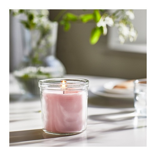 IKEA/ ЛУГНАРЕ ароматическая свеча в стакане, 40 ч, Жасмин/розовый - фото 3 - id-p205392890