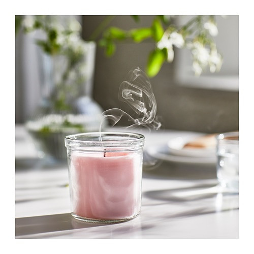IKEA/ ЛУГНАРЕ ароматическая свеча в стакане, 40 ч, Жасмин/розовый - фото 5 - id-p205392890