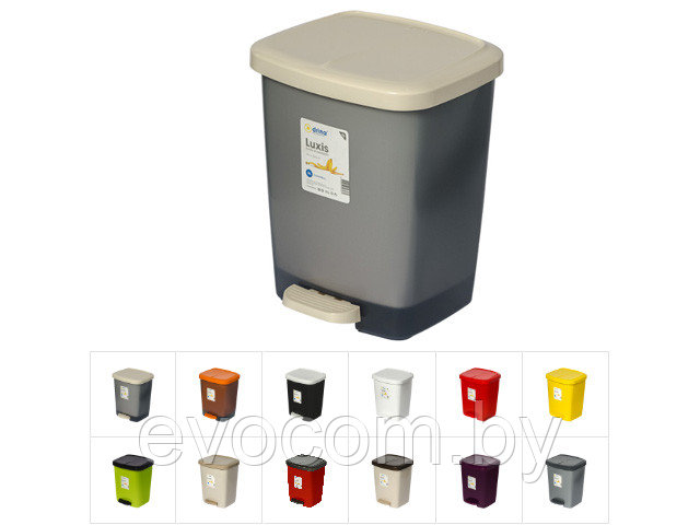 Контейнер для мусора с педалью Luxis (Люксис) 16 л (комплект), DRINA (цвета в ассортименте) - фото 1 - id-p205394304