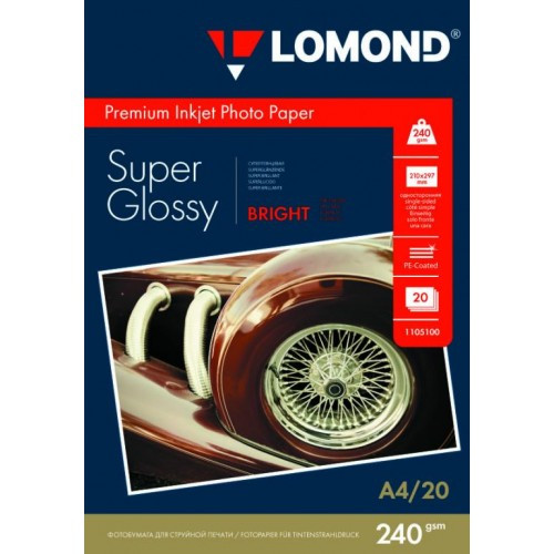 Фотобумага Lomond SuperGlossy односторонняя A4, 240 г/м, 20 л. (1105100) - фото 1 - id-p205398167