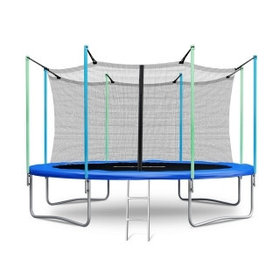 Батут Atlas Sport 374 см (12ft) с внутренней сеткой и лестницей BLUE