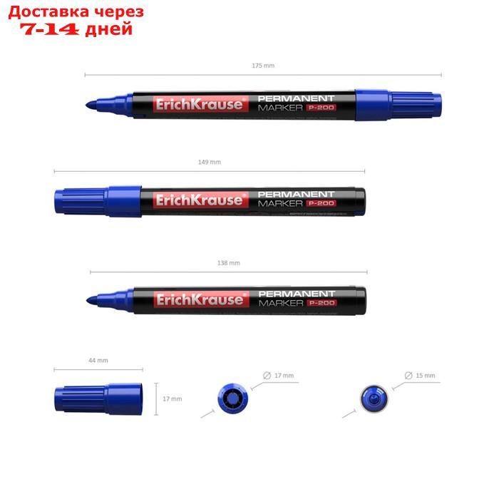 Набор маркеров перманентных 4 цвета 0.8-2.2 мм Erich Krause P-200, чернила на спиртовой основе светостойкие, - фото 3 - id-p205278612