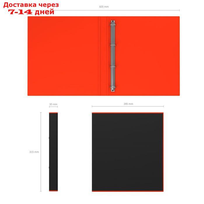 Папка на 4 кольцах А4, ErichKrause Accent, 35 мм, 1750 мкм, черная/красная - фото 3 - id-p205278673