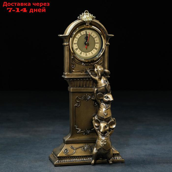 Часы настольные "Часы с мышками", цвет бронза, 9х16х34 см