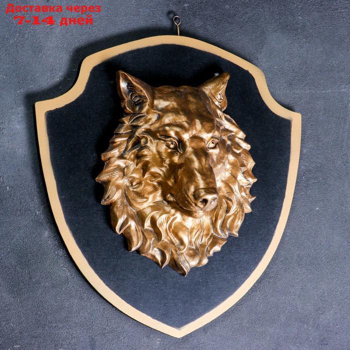 Панно "Голова волка" бронза, щит черный 40см - фото 1 - id-p205278402