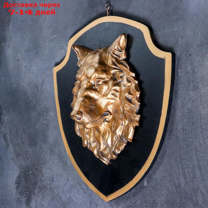 Панно "Голова волка" бронза, щит черный 40см - фото 2 - id-p205278402