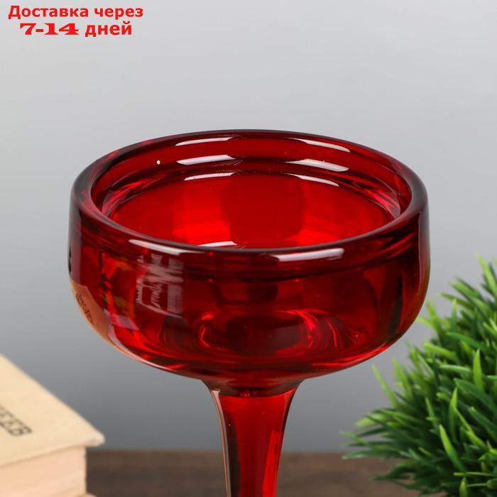 Подсвечник стекло "Бокал-креманка" красный набор 3 шт h- 17, 21, 24,5х12х12 см - фото 4 - id-p205279612