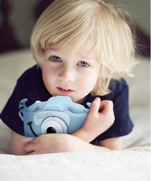 Детский фотоаппарат Childrens Fun Camera / Мини-видеокамера / 5 встроенных игр для детей Голубой смайлик - фото 10 - id-p205482896