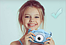 Детский фотоаппарат Childrens Fun Camera /  Мини-видеокамера / 5 встроенных игр для детей Розовый смайлик, фото 2