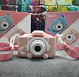 Детский фотоаппарат Childrens Fun Camera /  Мини-видеокамера / 5 встроенных игр для детей Голубой котик, фото 3