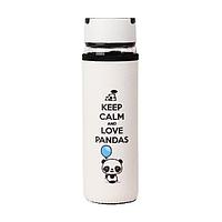 Стеклянная бутылка для воды «Love pandas» в чехле 500мл.