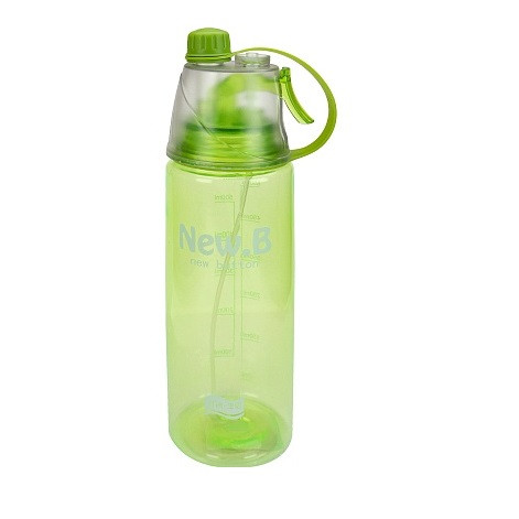 Спортивная бутылка для воды «New button» с распылителем зеленая 600 мл - фото 1 - id-p205482628