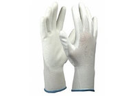 Перчатки белые из полиэстра с белым ПУ покрытием на ладони, Модель:TR-540