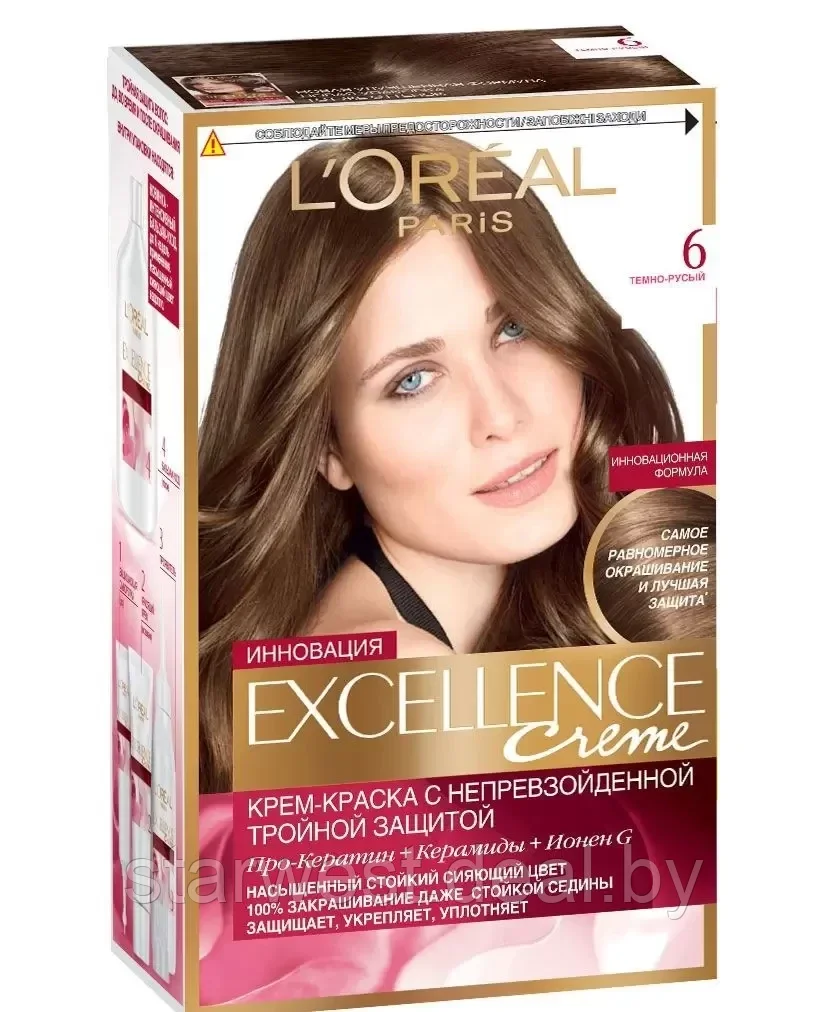 L'Oreal Paris Excellence Creme 6.00 Темно-Русый Крем-краска стойкая для окрашивания волос - фото 2 - id-p205543232