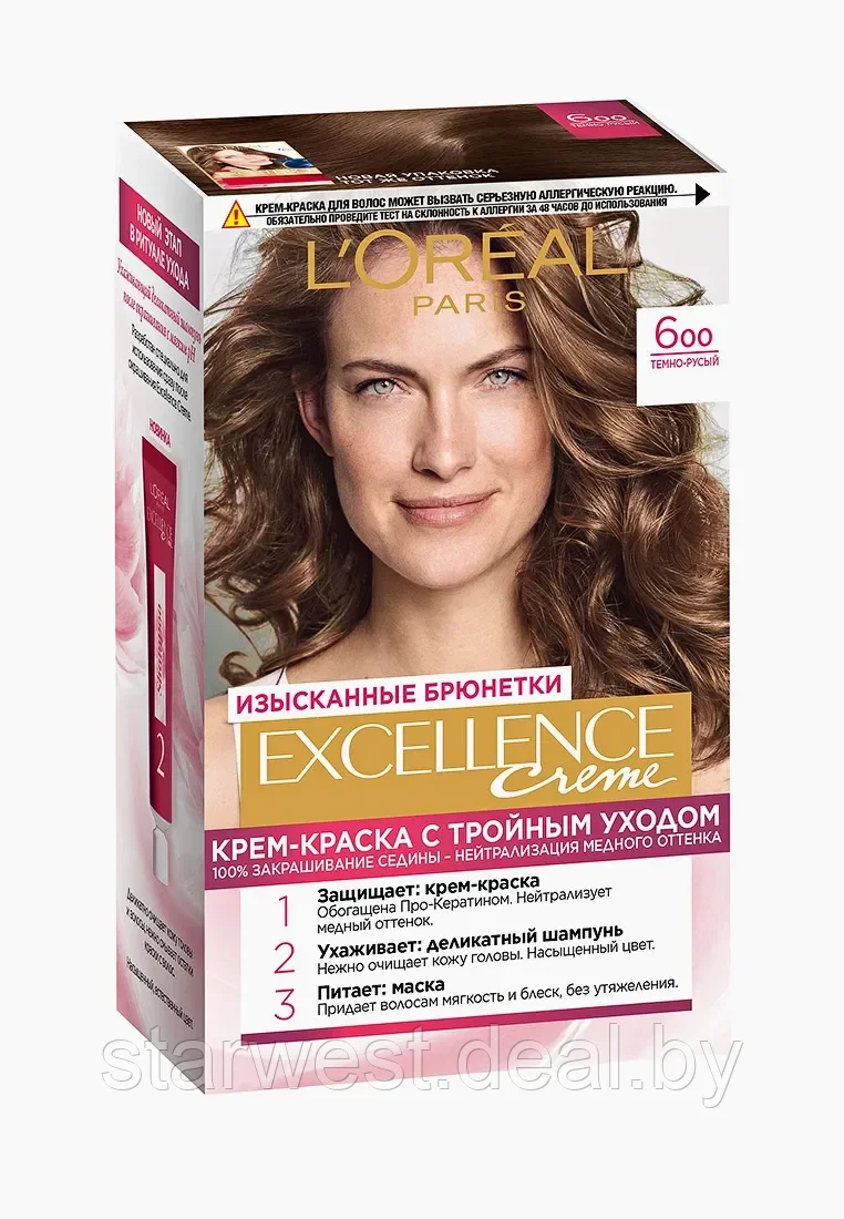 L'Oreal Paris Excellence Creme 6.00 Темно-Русый Крем-краска стойкая для окрашивания волос - фото 1 - id-p205543232