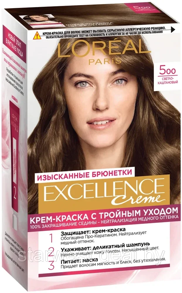 L'Oreal Paris Excellence Creme 5.00 Светло-Каштановый Крем-краска стойкая для окрашивания волос - фото 1 - id-p205550318