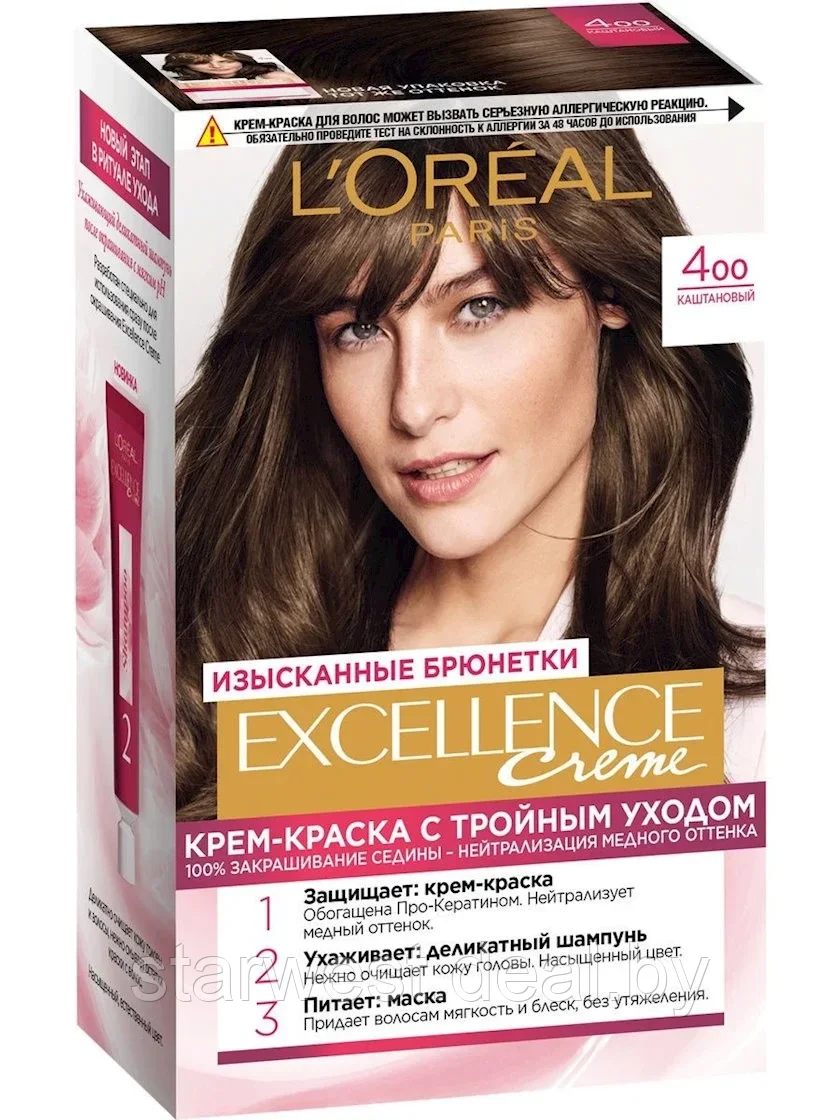 L'Oreal Paris Excellence Creme 4.00 Каштановый Крем-краска стойкая для окрашивания волос - фото 1 - id-p205553076