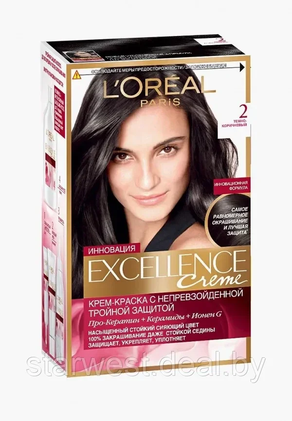 L'Oreal Paris Excellence Creme 2.00 Темно-Коричневый Крем-краска стойкая для окрашивания волос - фото 2 - id-p205553557