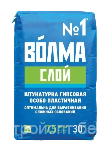 Гипсовая штукатурка ВОЛМА СЛОЙ, 30 кг, РФ