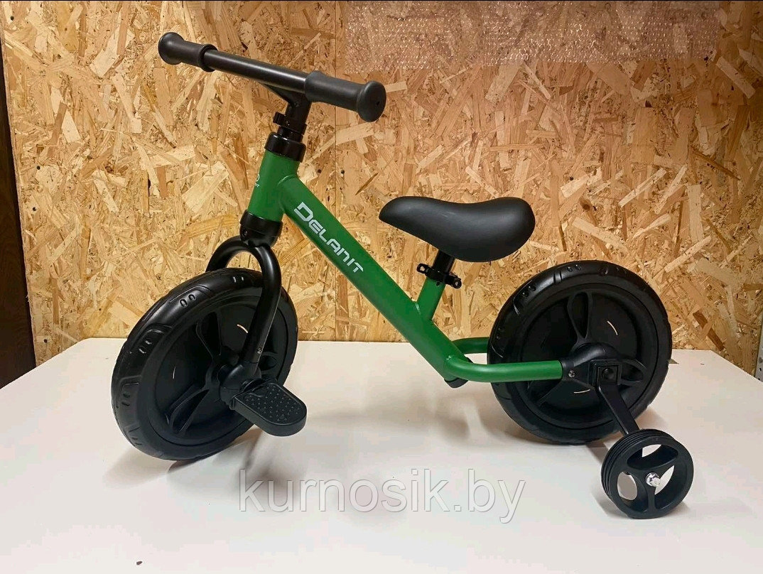 Велосипед беговел детский педали + доп.колеса Delanit TF-01 красный - фото 8 - id-p205558180