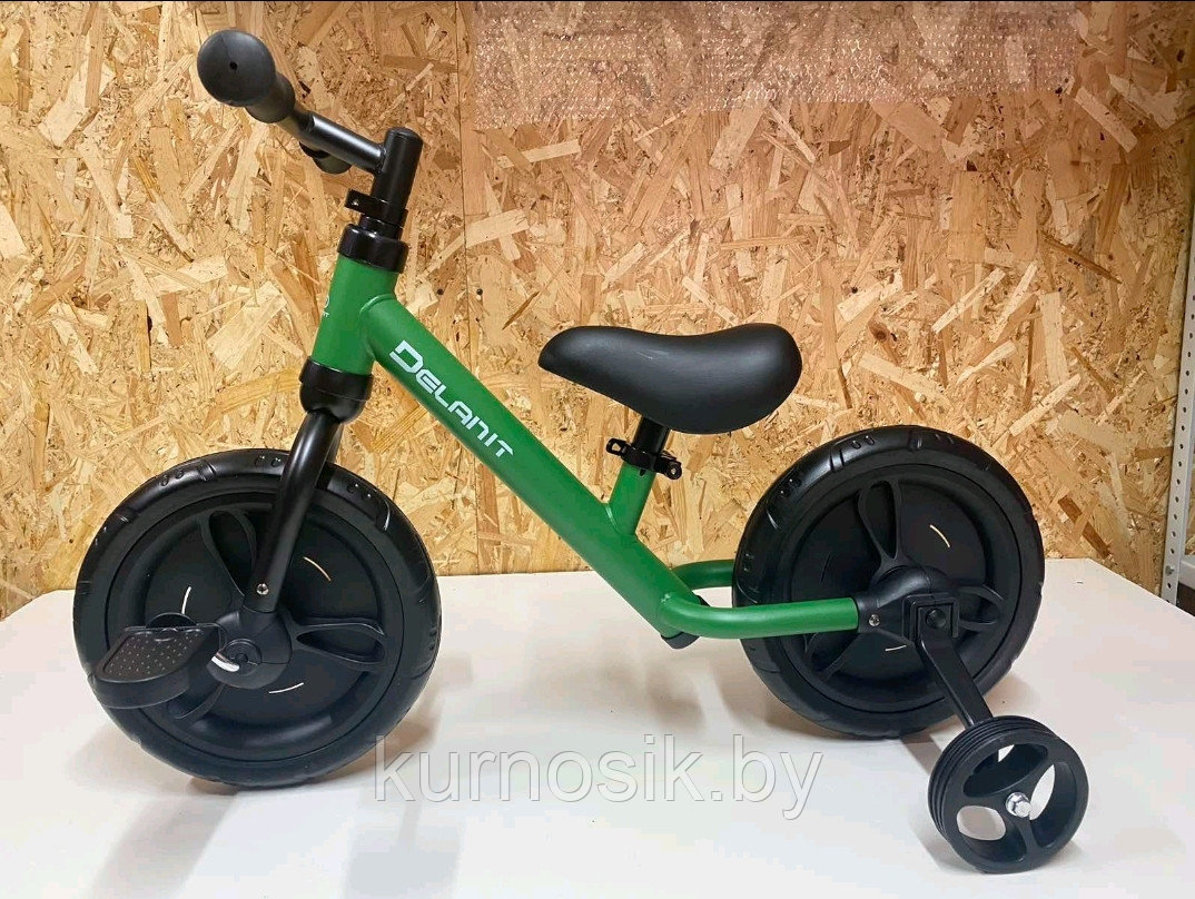 Велосипед беговел детский педали + доп.колеса Delanit TF-01 красный - фото 9 - id-p205558180