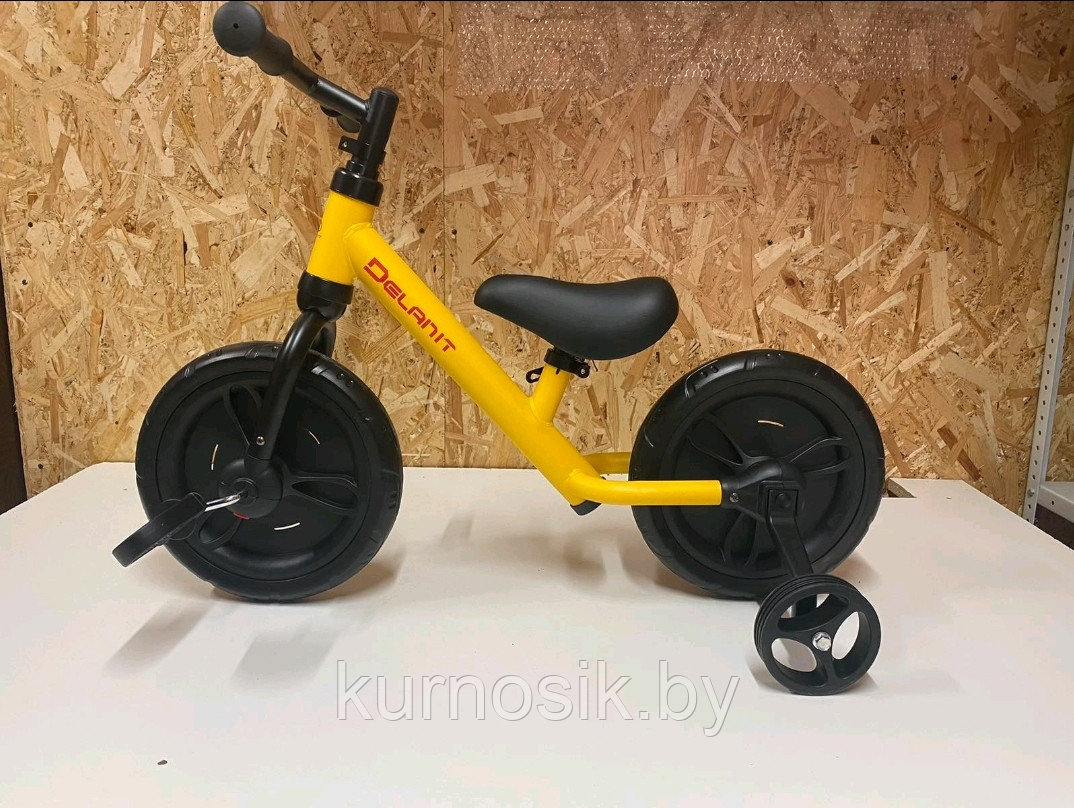 Велосипед беговел детский педали + доп.колеса Delanit TF-01 красный - фото 10 - id-p205558180