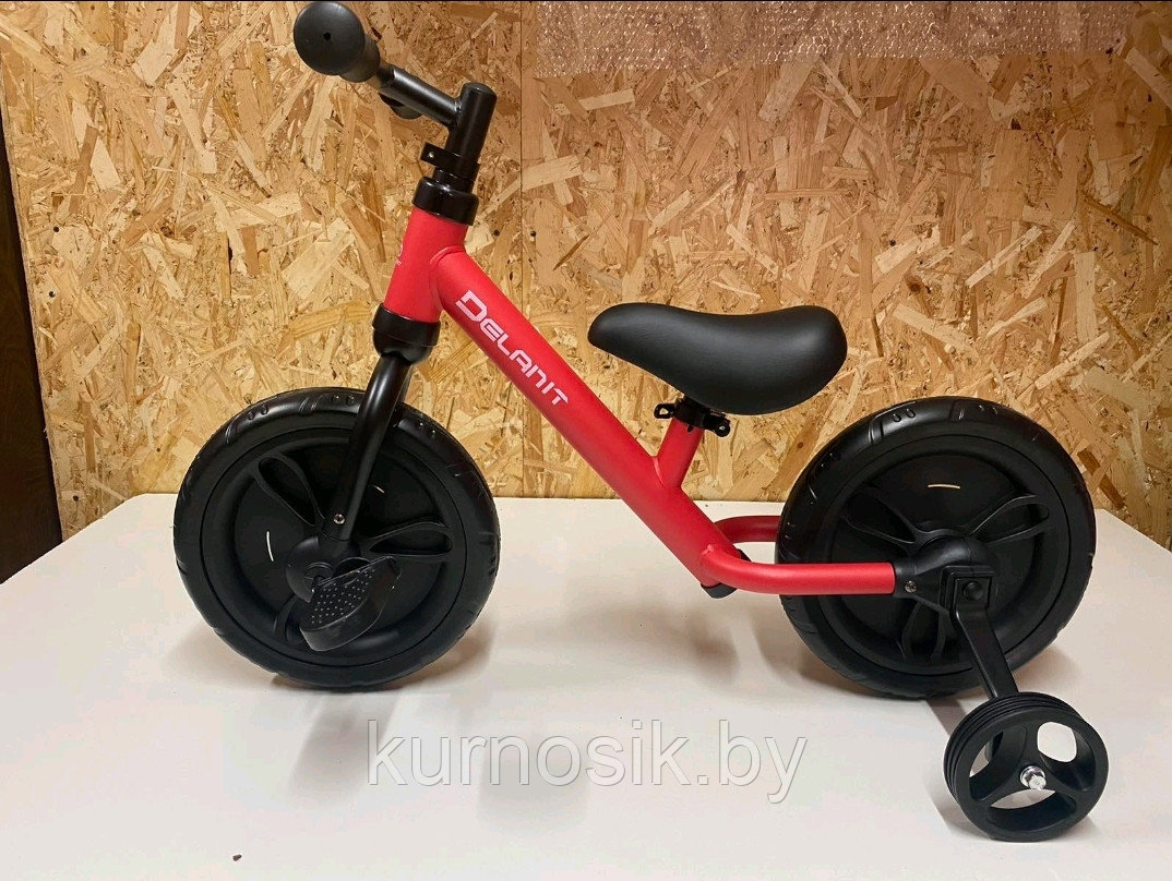 Велосипед-беговел детский 2 в 1 педали + доп.колеса Delanit TF-01 фиолетовый - фото 8 - id-p149433960