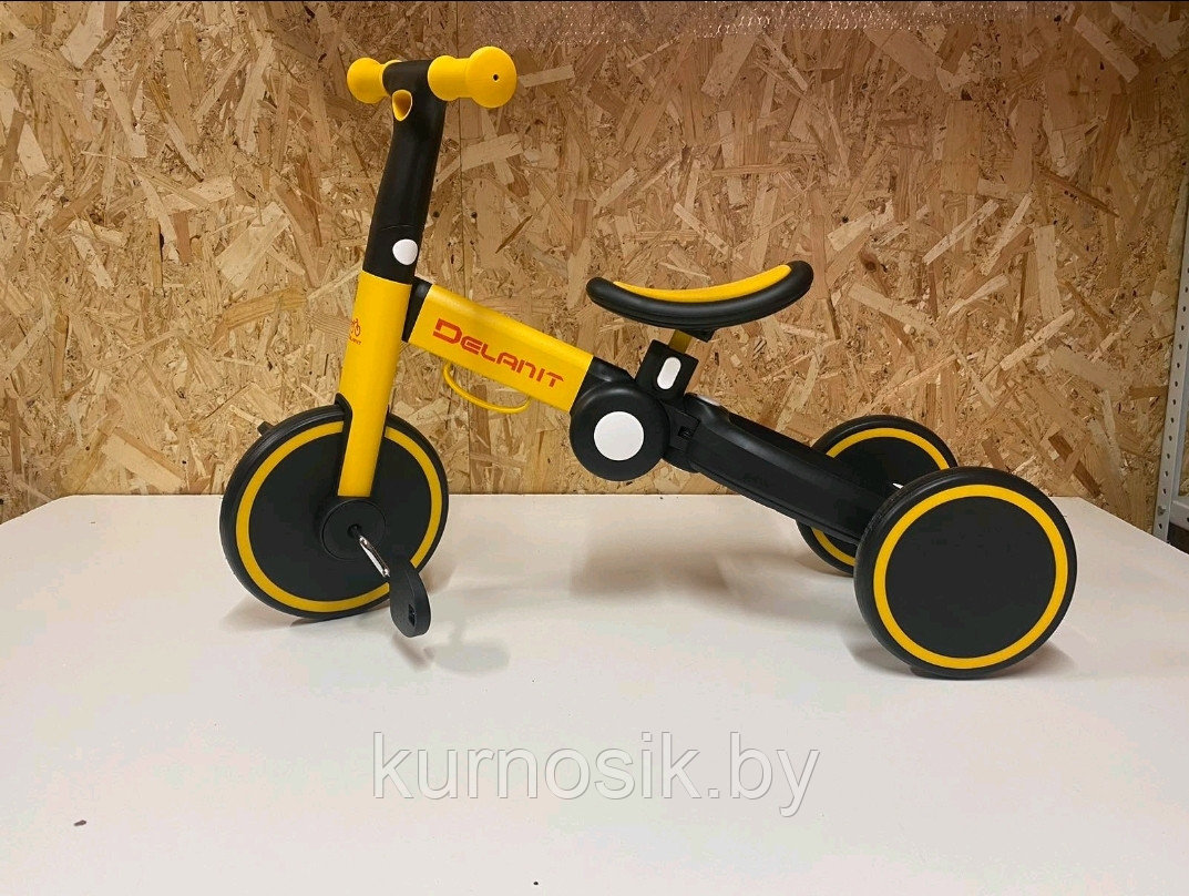 Велосипед-беговел детский 2 в 1 складной DELANIT T801 желтый - фото 6 - id-p144349315