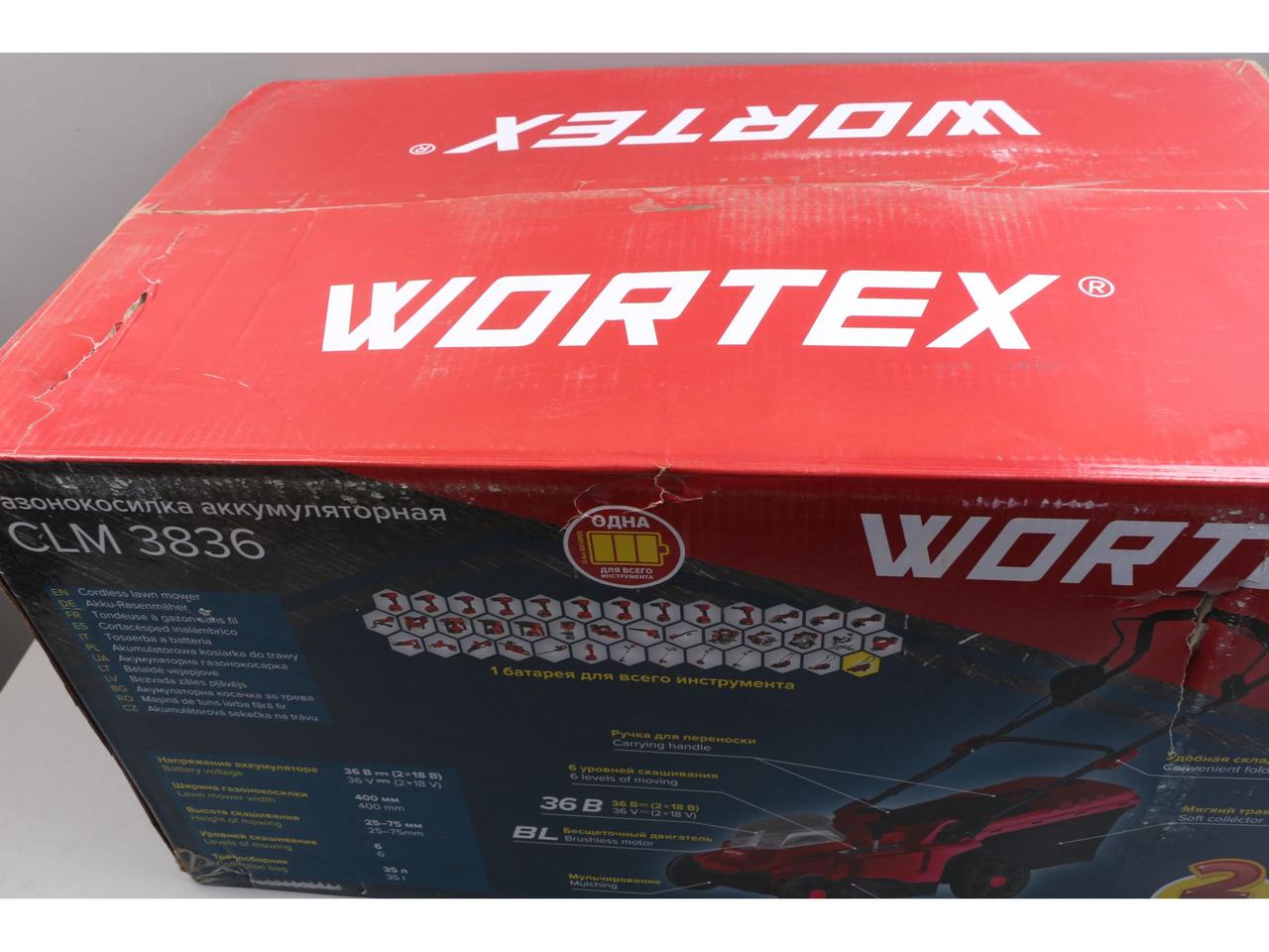 Газонокосилка аккумуляторная WORTEX CLM 3836 с акб и зу ALL1 Уцененный - фото 4 - id-p205558206