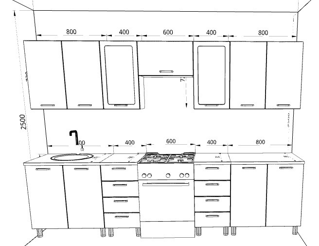 Кухня модульная Макс ЛДСП дуб пикард 3 метра - фото 2 - id-p205559819
