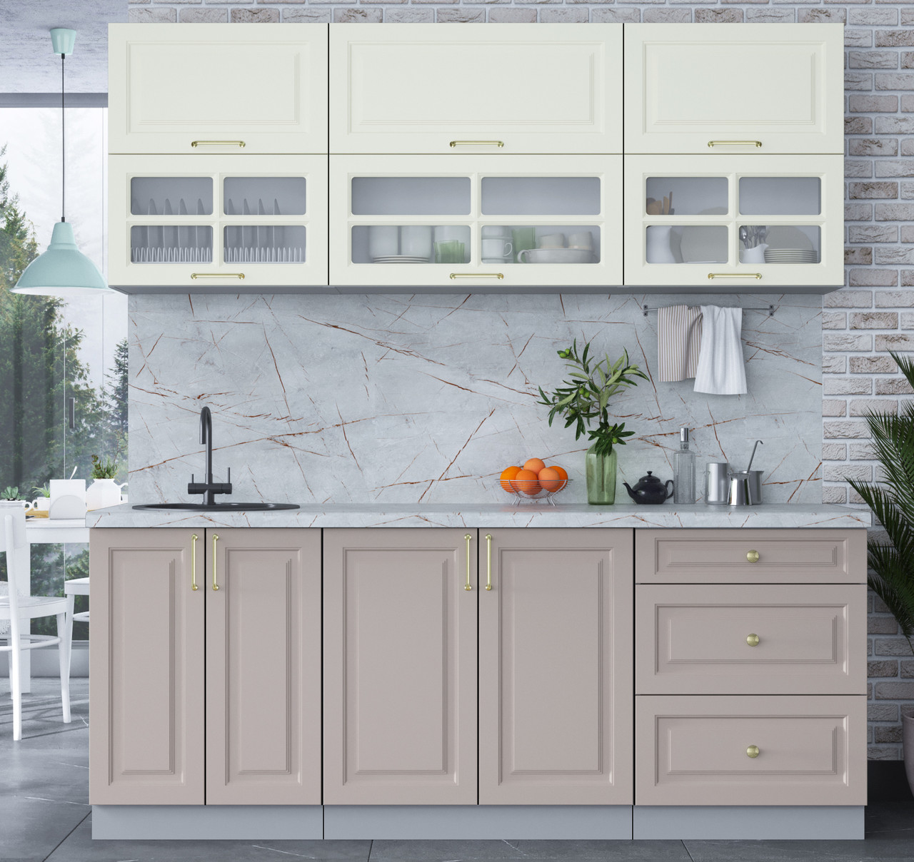 Кухня Мила Шато Б 2.0м Белый - Луна