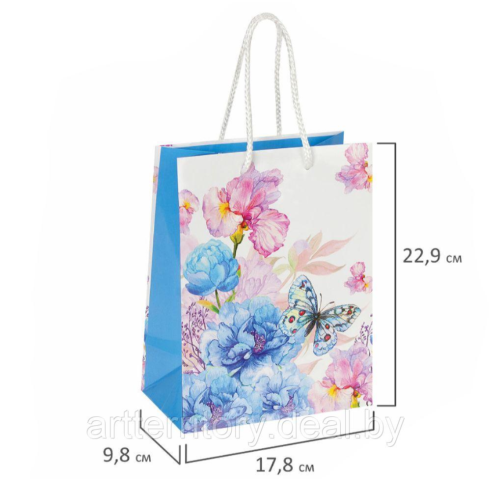 Пакет подарочный 17,8x9,8x22,9 см, "Бабочка на цветке", ламинированный - фото 2 - id-p205564036