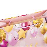 Пакет подарочный 26,5x12,7x33 см,"Happy Birthday", фольга, розовый, фото 4