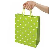Пакет подарочный 26x12,7x32,4 см, "Зеленый в галочку", ламинированный, фото 3