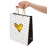 Пакет подарочный 26x12,7x32,4 см, "Золотое сердце", ламинированный, фото 3