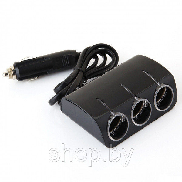 Автомобильный разветвитель прикуривателя Olesson 1521 3-ой + 2 USB на проводе с подсветкой черный - фото 2 - id-p205570996