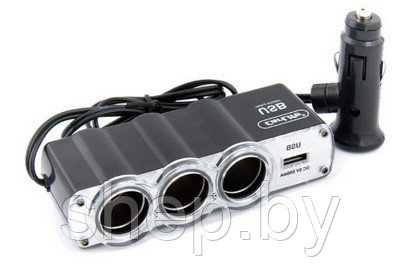Разветвитель в прикуриватель IN-CAR WF-0120 3 гнезда+USB 5v 0.5A