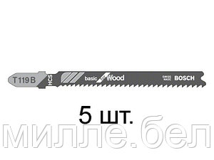 Пилка лобз. по дереву T119B (5 шт.) BOSCH (пропил прямой, тонкий, для базовых работ)