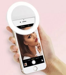 Кольцо для селфи (лампа подсветка) Selfie Ring Light, 2 батарейки ААА (в комплект не входят), 3 свет.режима