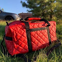 Дорожная сумка для путешествия / экокожа (50х23х23см ) Плечевой ремень Красная